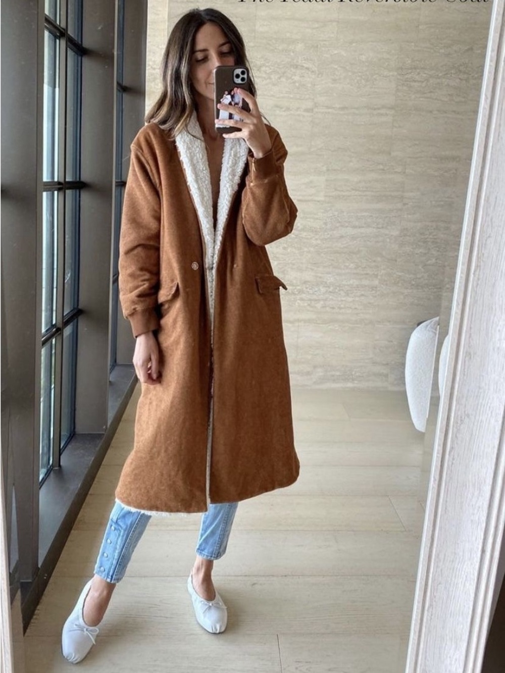 Something Navy Reversible Teddy Coat in Camel - Picture 6 of 12